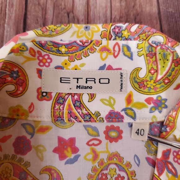 ETRO Milano Womens Size 40 US Small Paisley LS Button Up Shirt Made in Italy - Picture 10 of 14